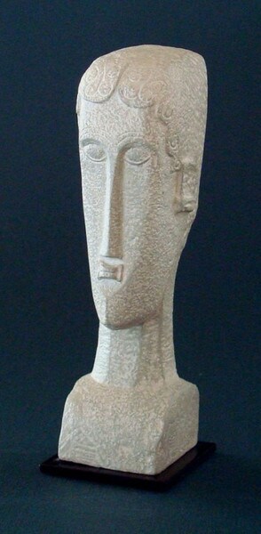 Bold Female Head Sculpture By Modigliani Inspired by Etruscan African